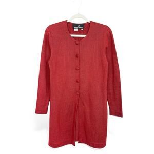 Peruvian Connection Pima Cotton Red Long Cardigan Sweater Size Small EUC